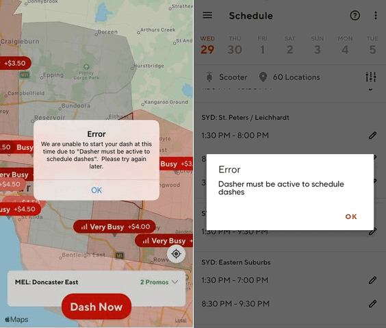 Error Message Dasher Must Be Active To Schedule Dashes What Is It 